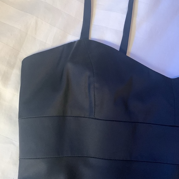 BR LBD black sateen v neck spaghetti strap petite dress EUC - Picture 2 of 7